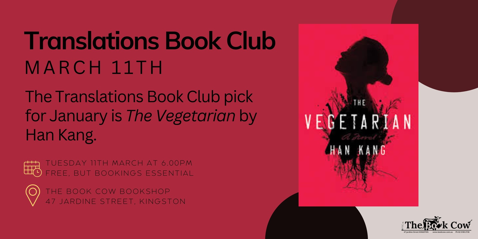 Banner image for March Translations Book Club - The Vegetarian by Han Kang