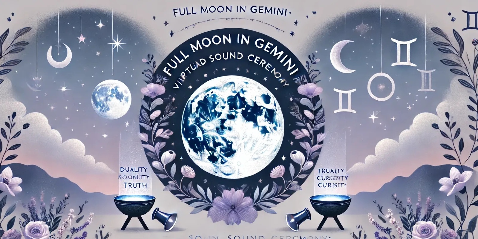 Banner image for 🌕 Full Moon in Gemini - Virtual Sound Ceremony: Embracing Duality, Truthful Communication and Curiosity  