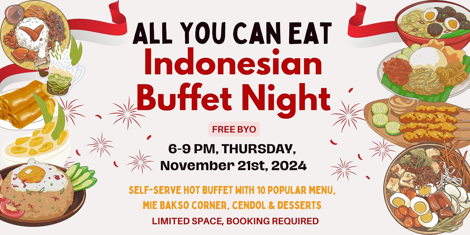 Banner image for INDONESIAN BUFFET NIGHT - all you can eat (BYO)