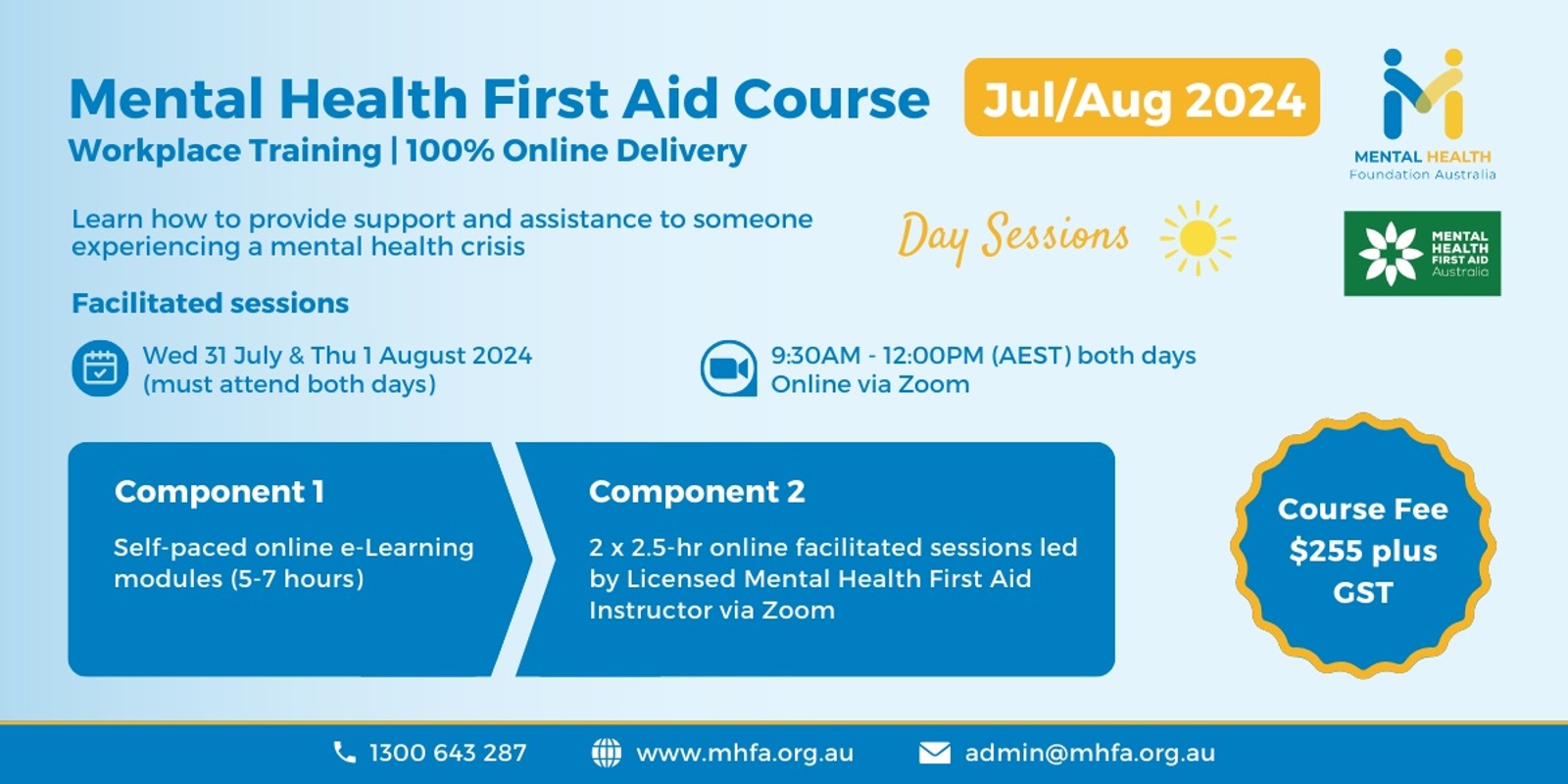 Banner image for Online Mental Health First Aid Course - Jul/Aug 2024 (4) (Morning sessions)