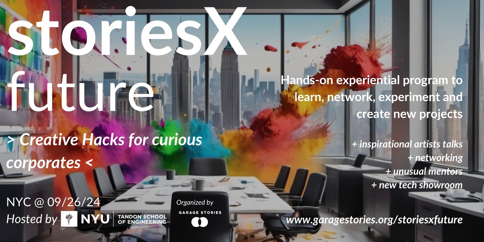 Banner image for "Creative Hacks for curious corporates" StoriesXFuture @ NYC