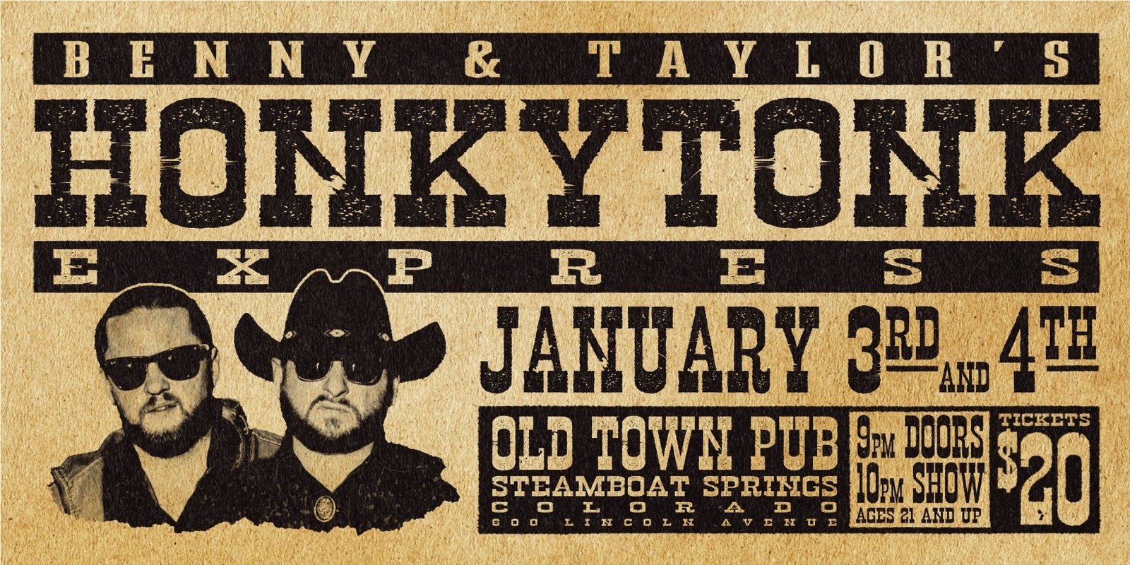 Banner image for Benny & Taylor's HonkyTonk Express - 2 Nights at OTP