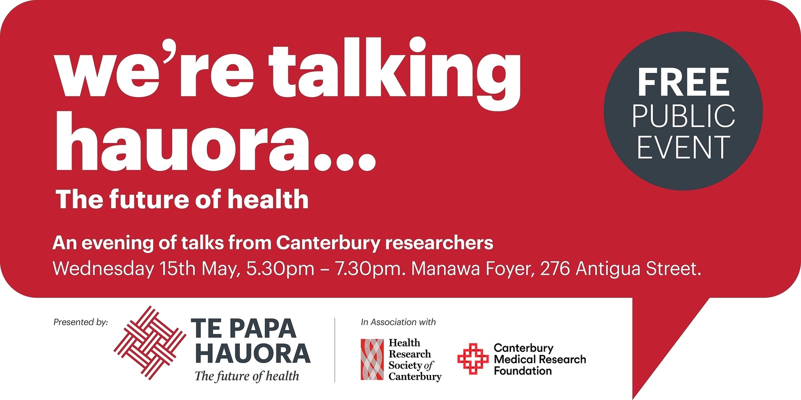 Banner image for "We're talking hauora" research talks