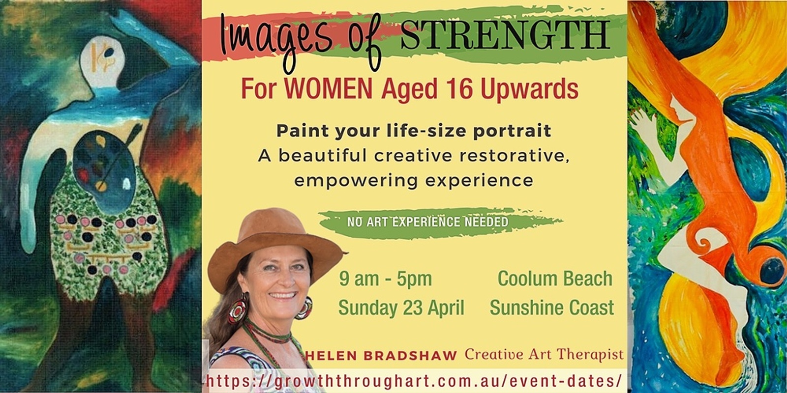 Banner image for ‘IMAGES OF STRENGTH' For Women ~ Paint your Life-Size Portrait ~ A beautiful creative restorative and empowering workshop for women aged 16 upwards
