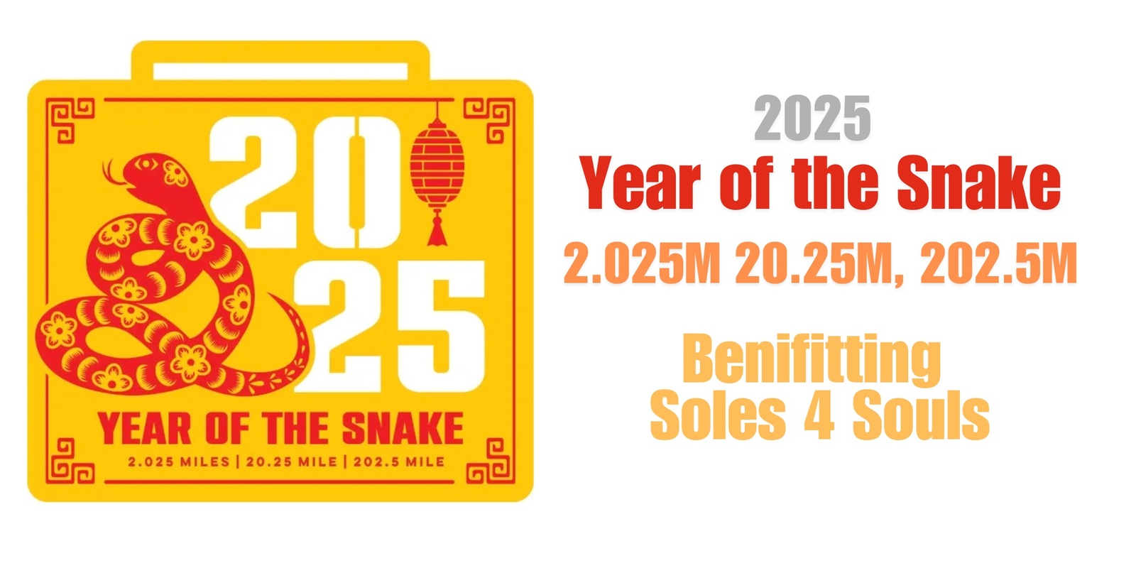 Banner image for 2025 New Year Challenge - Year of the Snake 2.025 Mile 20.25 Mile 202.5 MILE