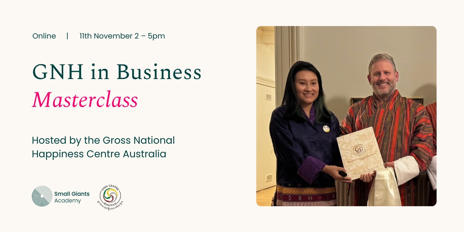 Banner image for Gross National Happiness in Business Masterclass 