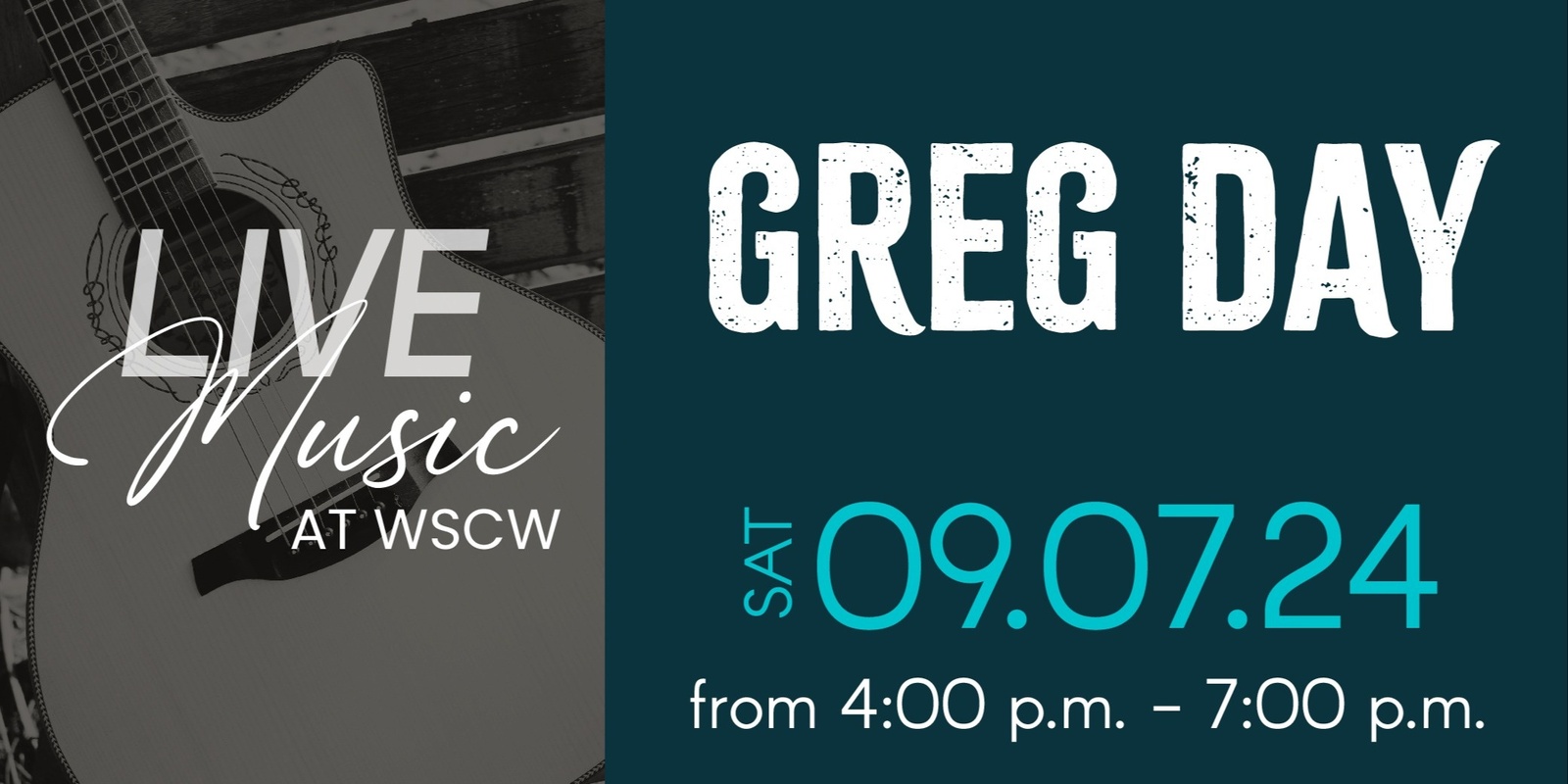 Banner image for Greg Day Live at WSCW September 7