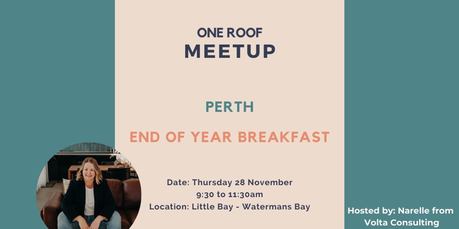 Banner image for End of Year One Roof Breakfast Meetup for Women in Business