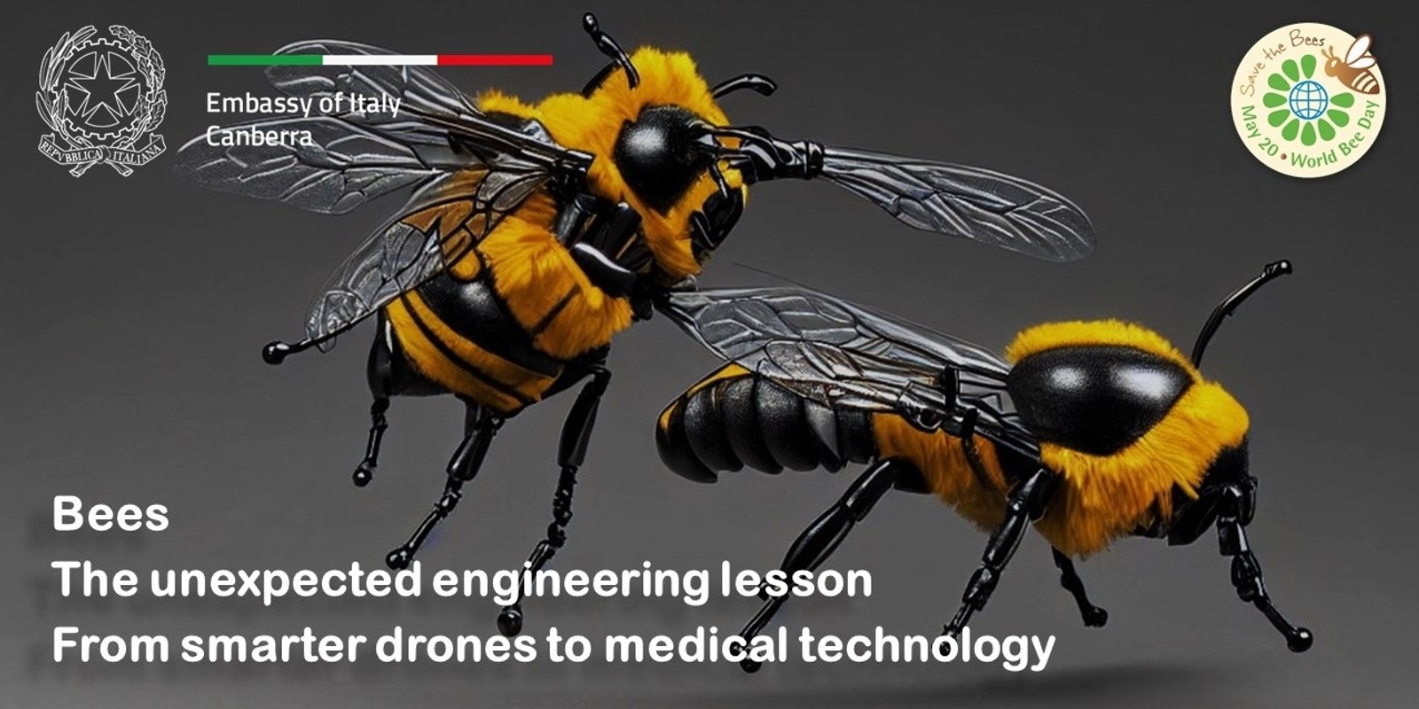 Banner image for Bees:  the unexpected engineering lesson, from smarter drones to medical technology