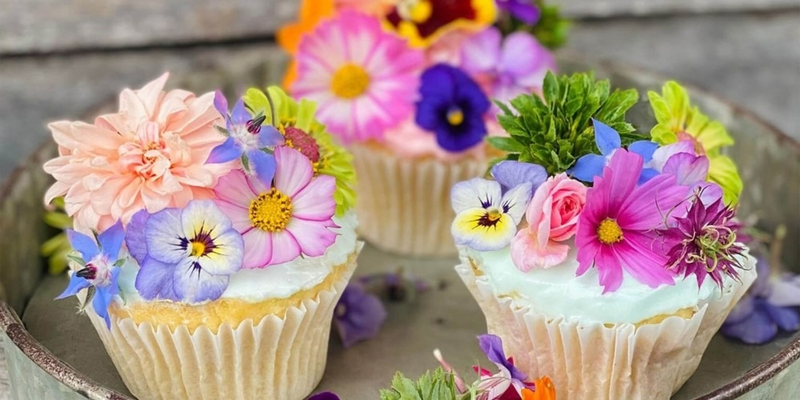 Banner image for SOLD OUT - Edible Flower Picking, Decorate your Own Cupcake