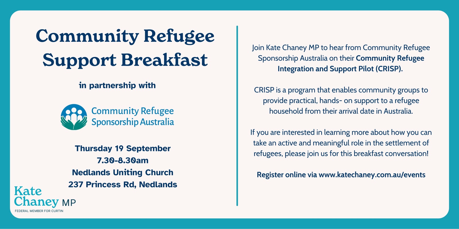 Banner image for Community Refugee Support Breakfast