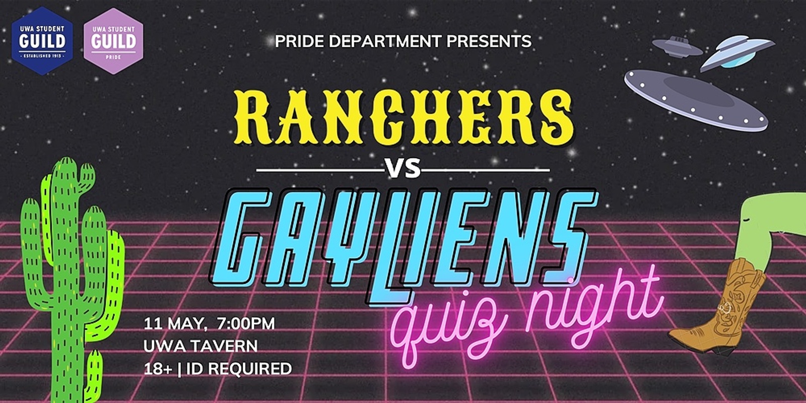 Banner image for Pride Department presents: Questioning? Ranchers vs Gayliens Quiz Night