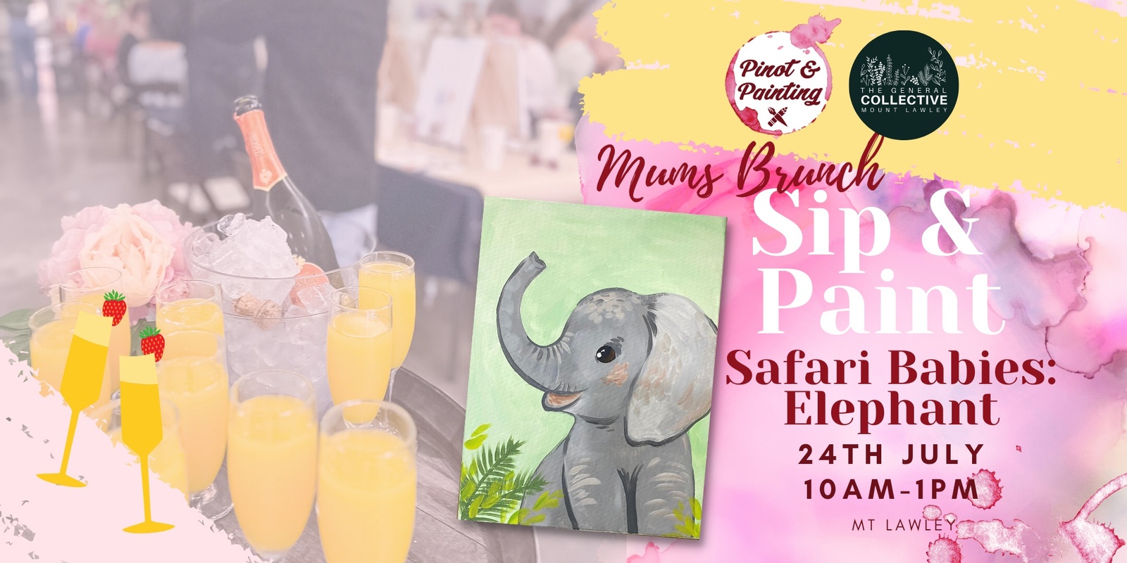 Banner image for Safari Babies: Elephant - Mum's Group Sip & Paint @ The General Collective
