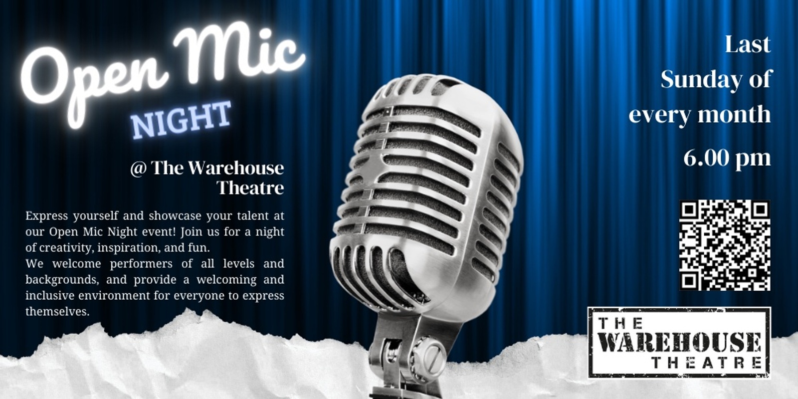 Banner image for Open Mic Night @ The Warehouse Theatre