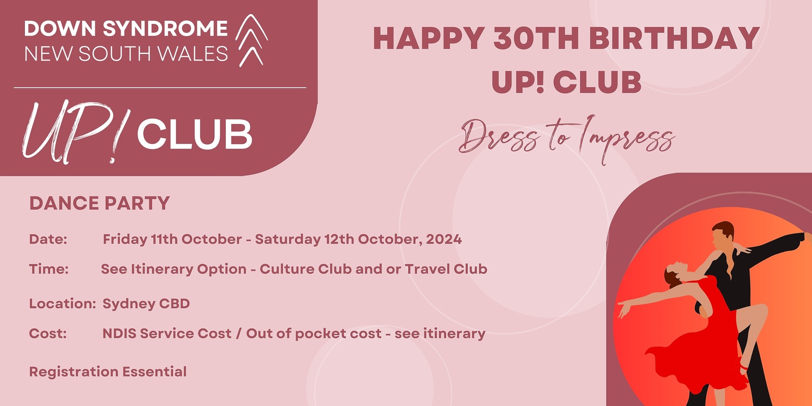 Banner image for UP! Club - Travel Club and Culture Club: Happy 30th Birthday UP! Club - Dress to Impress