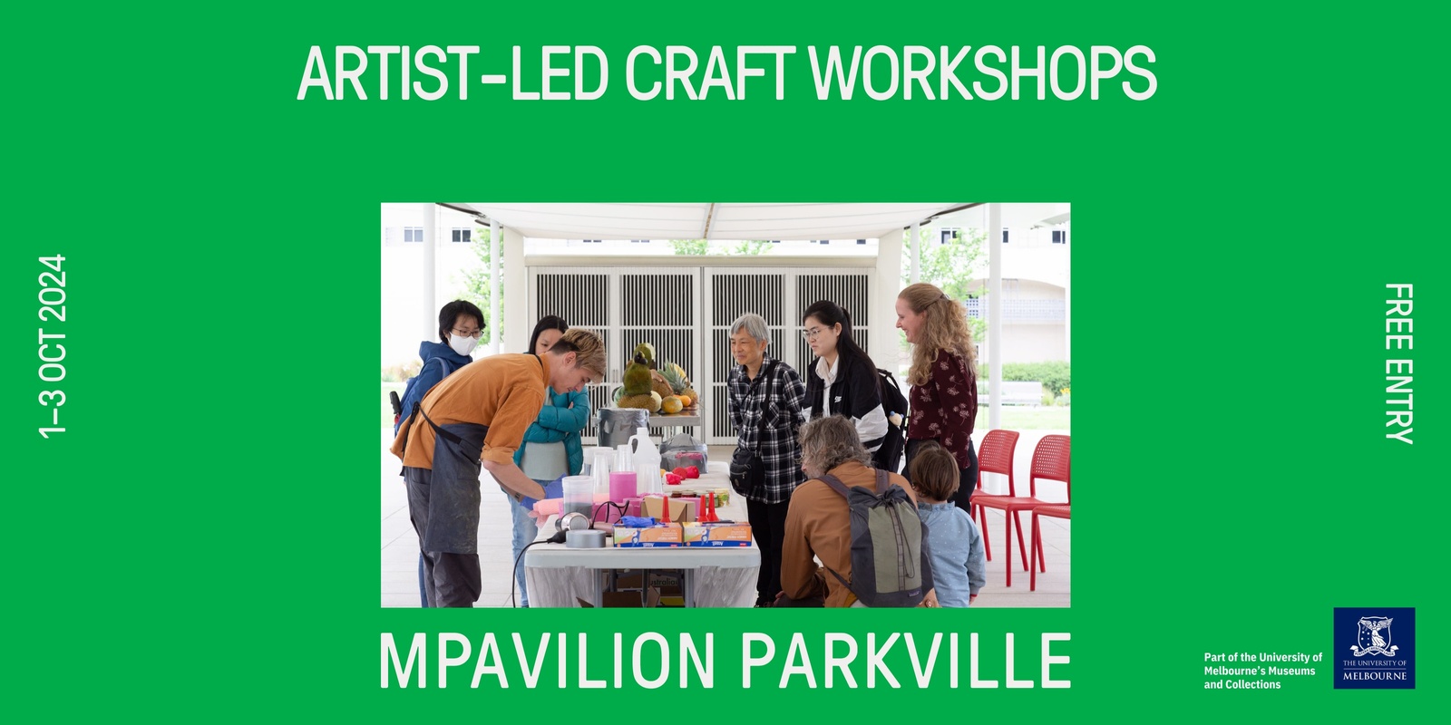 Banner image for Artist-led craft workshops with Kiera Brew Kurec, Nathan Beard, Cassia Leatham and Phil Ferguson at MPavilion Parkville