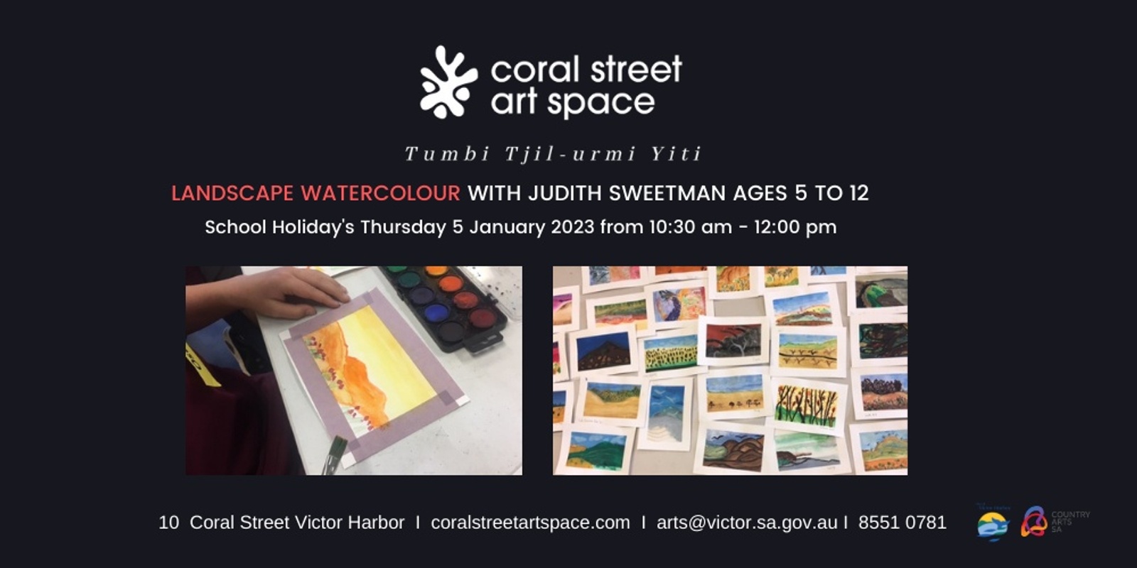 Banner image for School Holiday's Landscape Watercolour Workshop with Judith Sweetman (5 to 12 years)