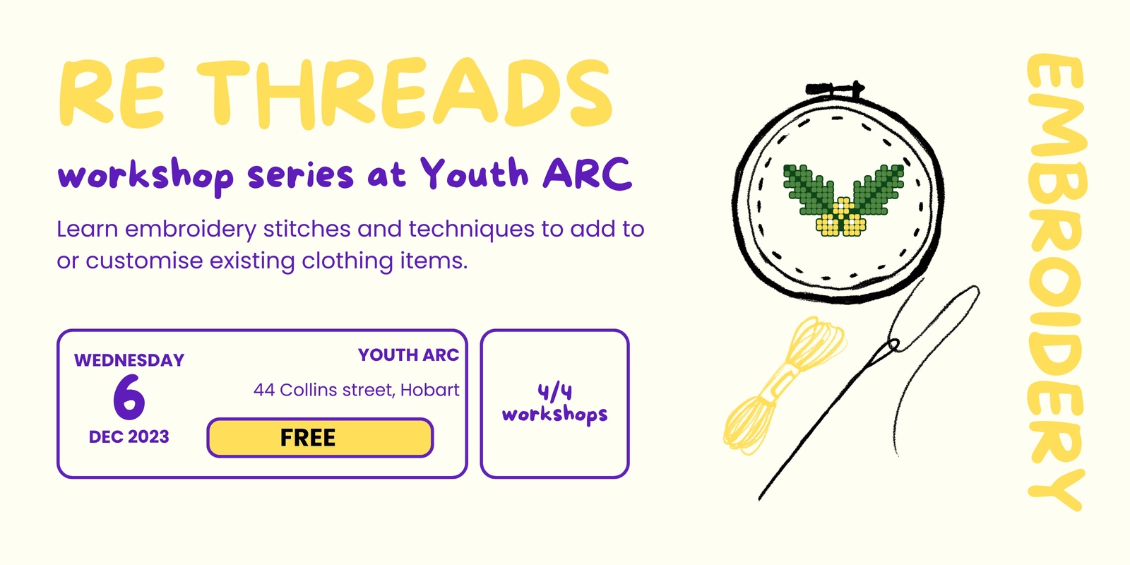 Banner image for Re Threads -  FREE Embroidery Workshop