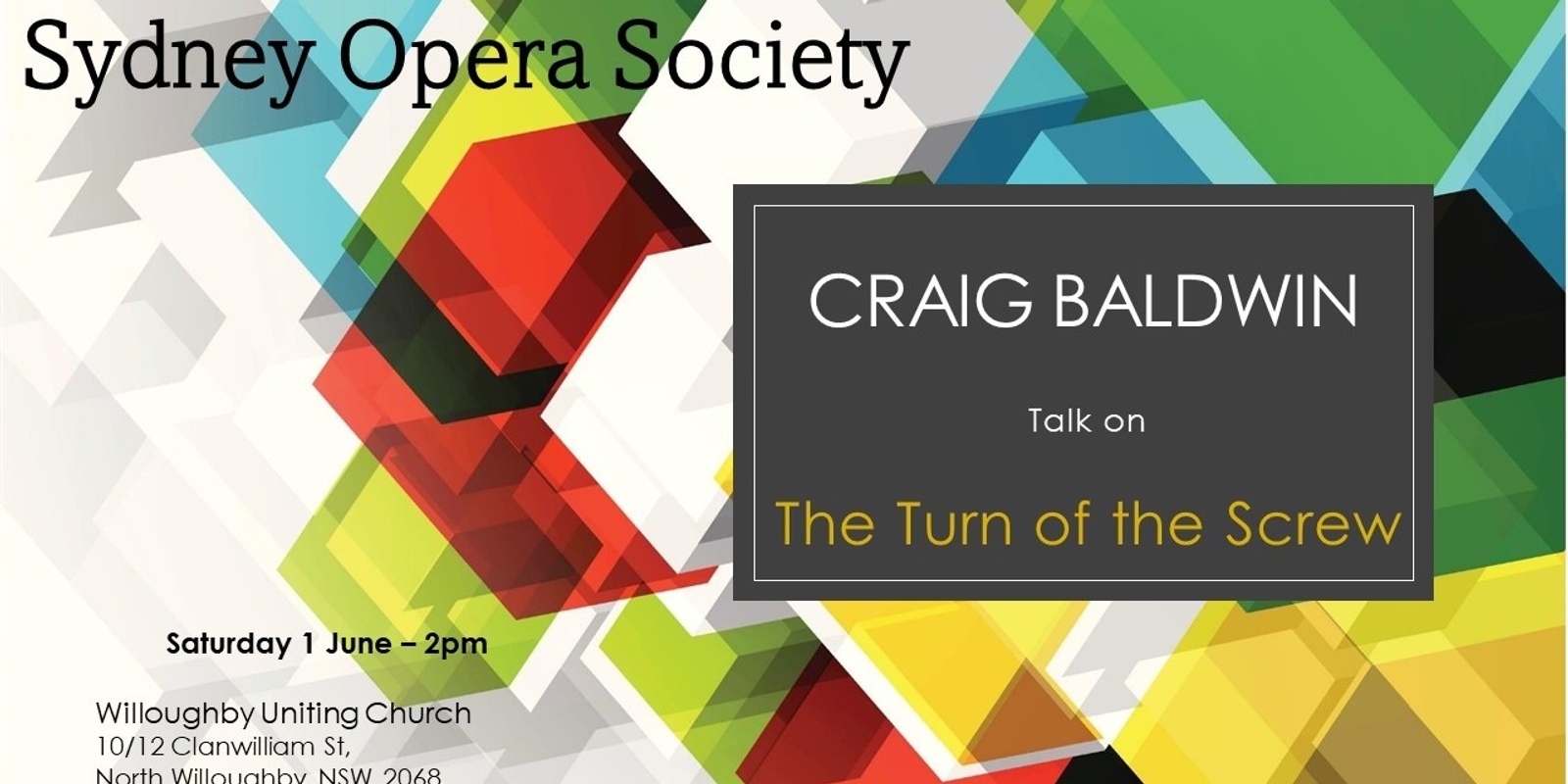 Banner image for Sydney Opera Society - Craig Baldwin talk on The Turn of the Screw