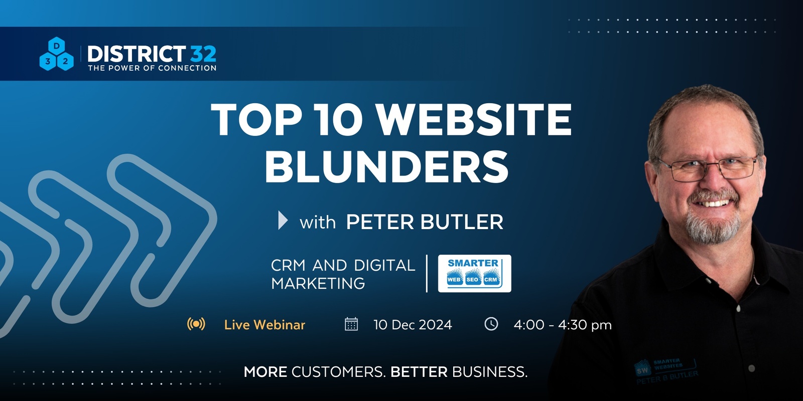 Banner image for District32 Expert Webinar: Top 10 Website Blunders 