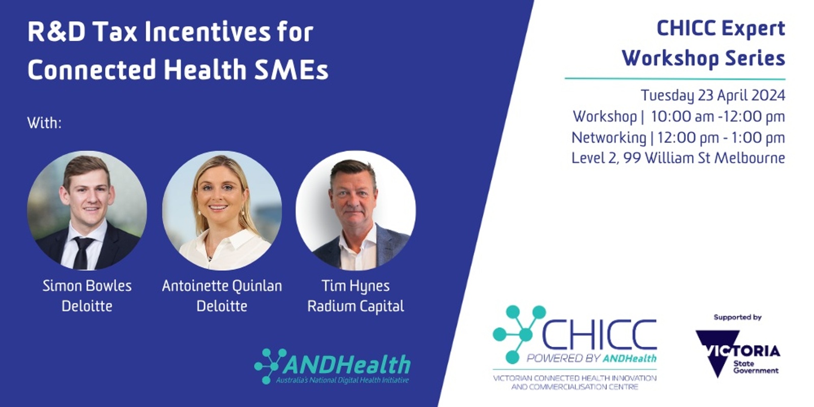 Banner image for CHICC Expert Workshop: R&D Tax Incentives for Connected Health SMEs