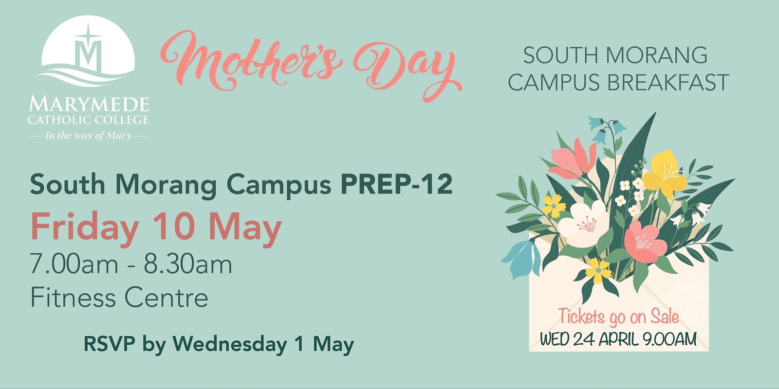 Banner image for 2024 Marymede Catholic College South Morang Campus Mother's Day Breakfast