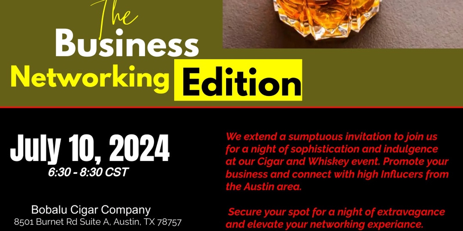 Banner image for BNG Cigar and Whiskey Business Network Event