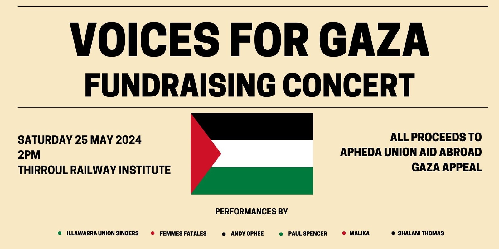 Banner image for Voices for Gaza - Fundraiser for APHEDA