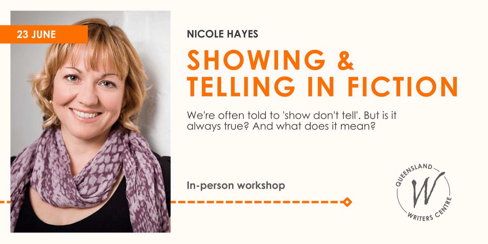 Banner image for Showing And Telling In Fiction with Nicole Hayes