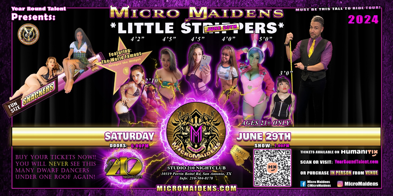 Banner image for San Antonio, TX - Micro Maidens: The Show "Must Be This Tall to Ride!"