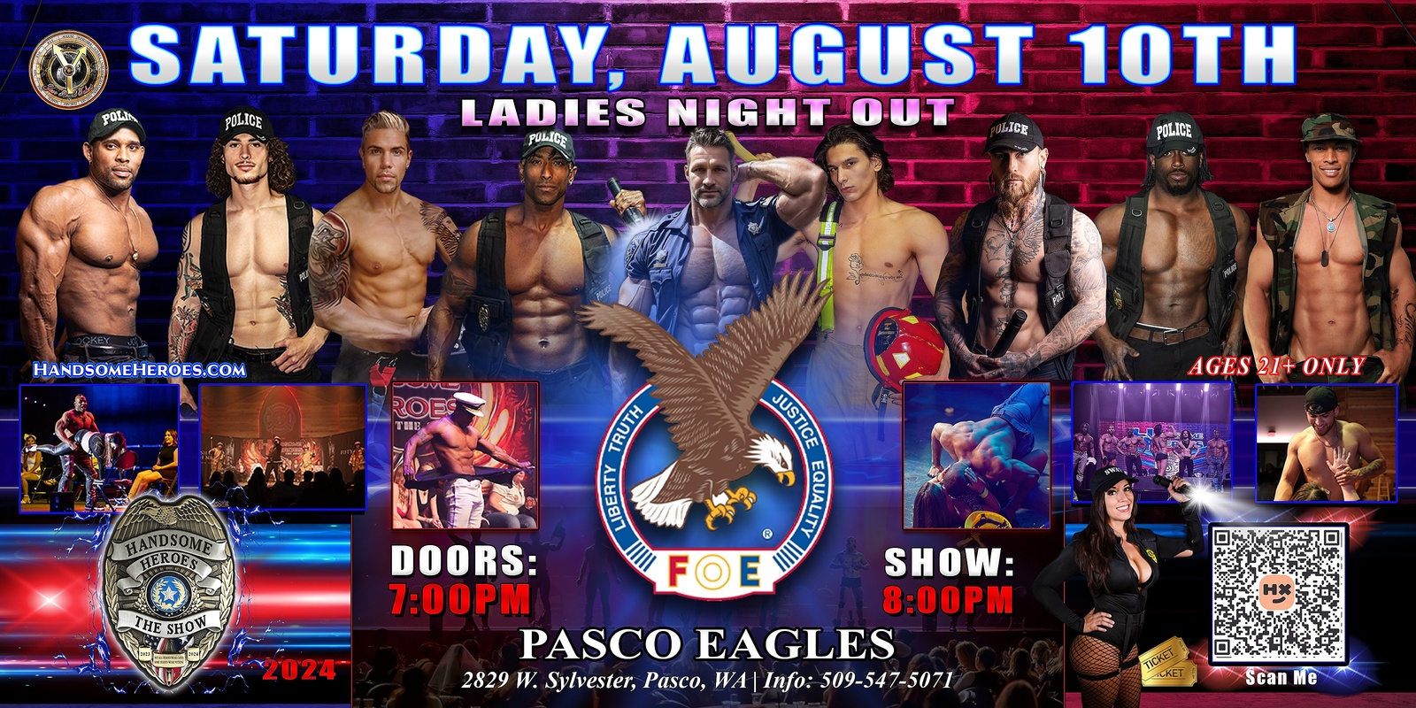 Banner image for Pasco, WA - Handsome Heroes: The Show "Good Girls Go to Heaven, Bad Girls Leave in Handcuffs!"