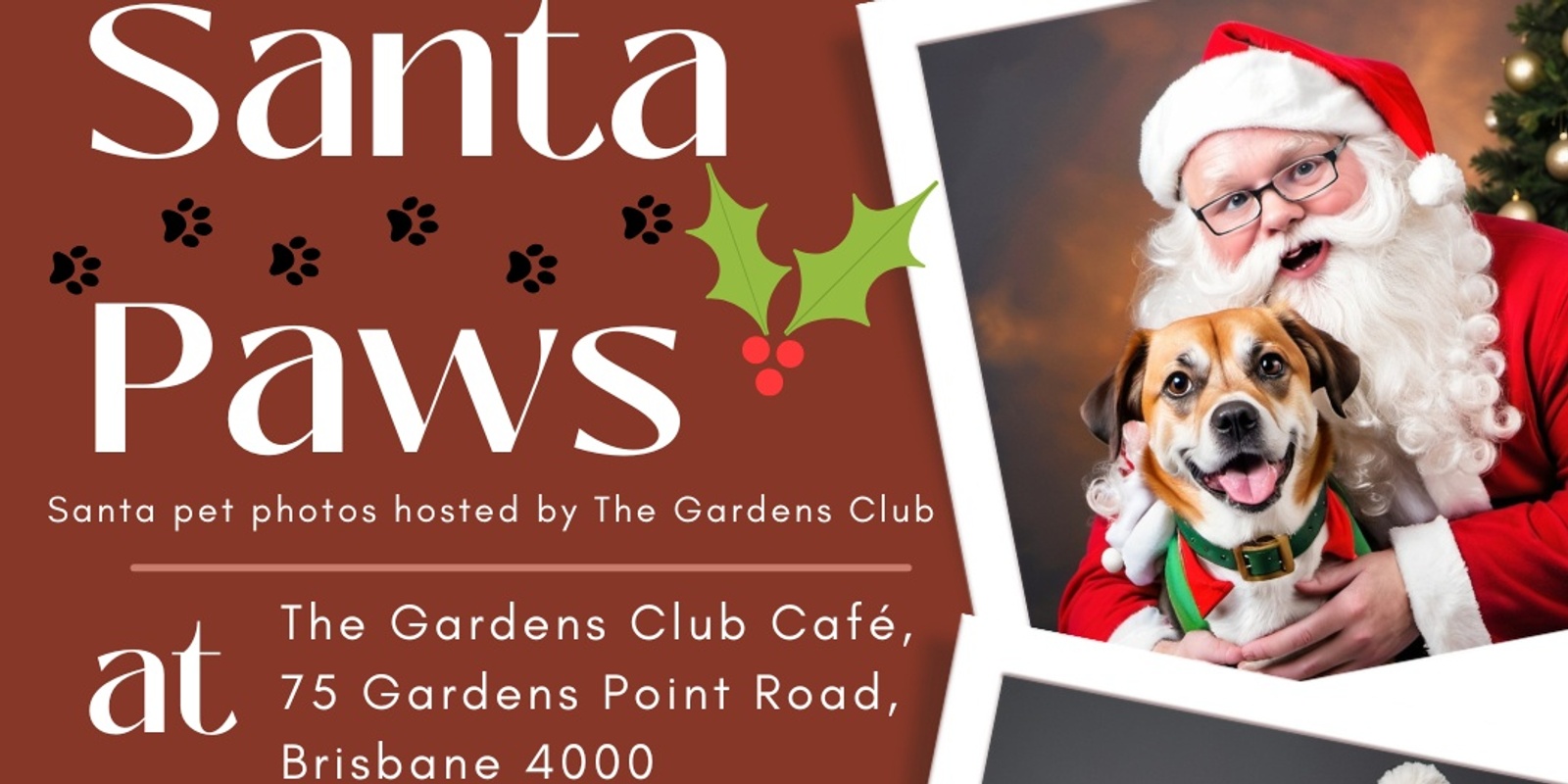 Banner image for Santa Paws - Santa Pet Photos At The Gardens Club