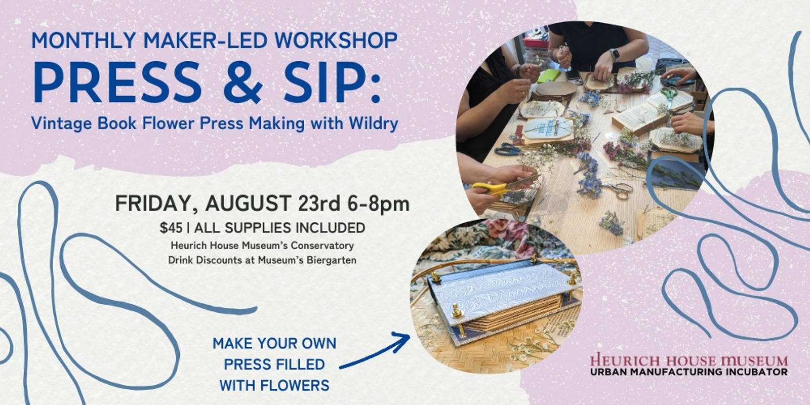 Banner image for Maker-Led Workshop | Press and Sip: Vintage Book Flower Press with Wildry