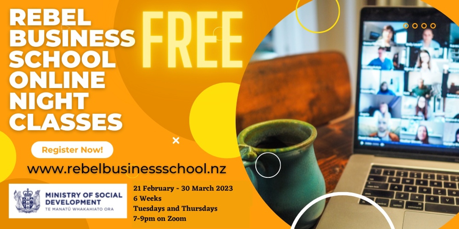 Banner image for Rebel Business School Online Night Classes Feb-March 2023