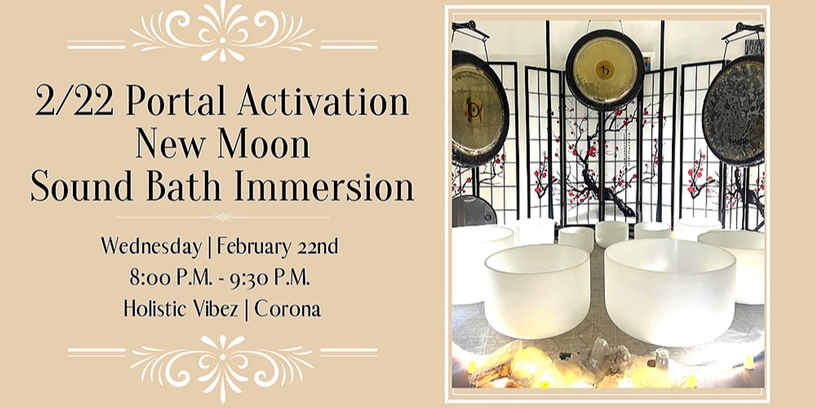 Banner image for 2/22 Portal Activation New Moon Sound Bath Immersion (Corona) + CBD