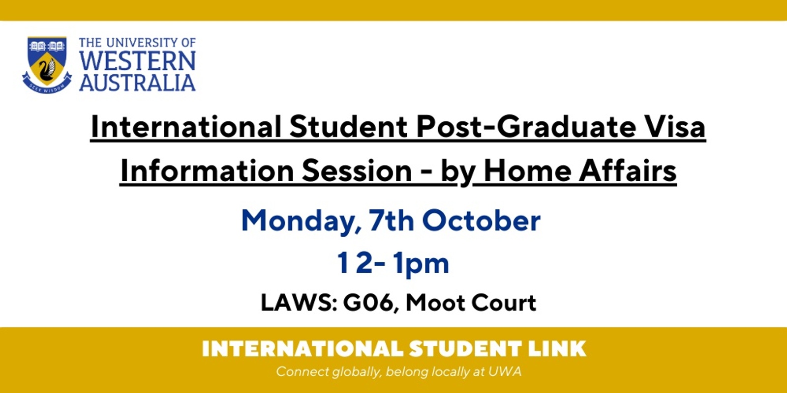 Banner image for International Student Post-Graduate Visa Information Session - by the Department of Home Affairs