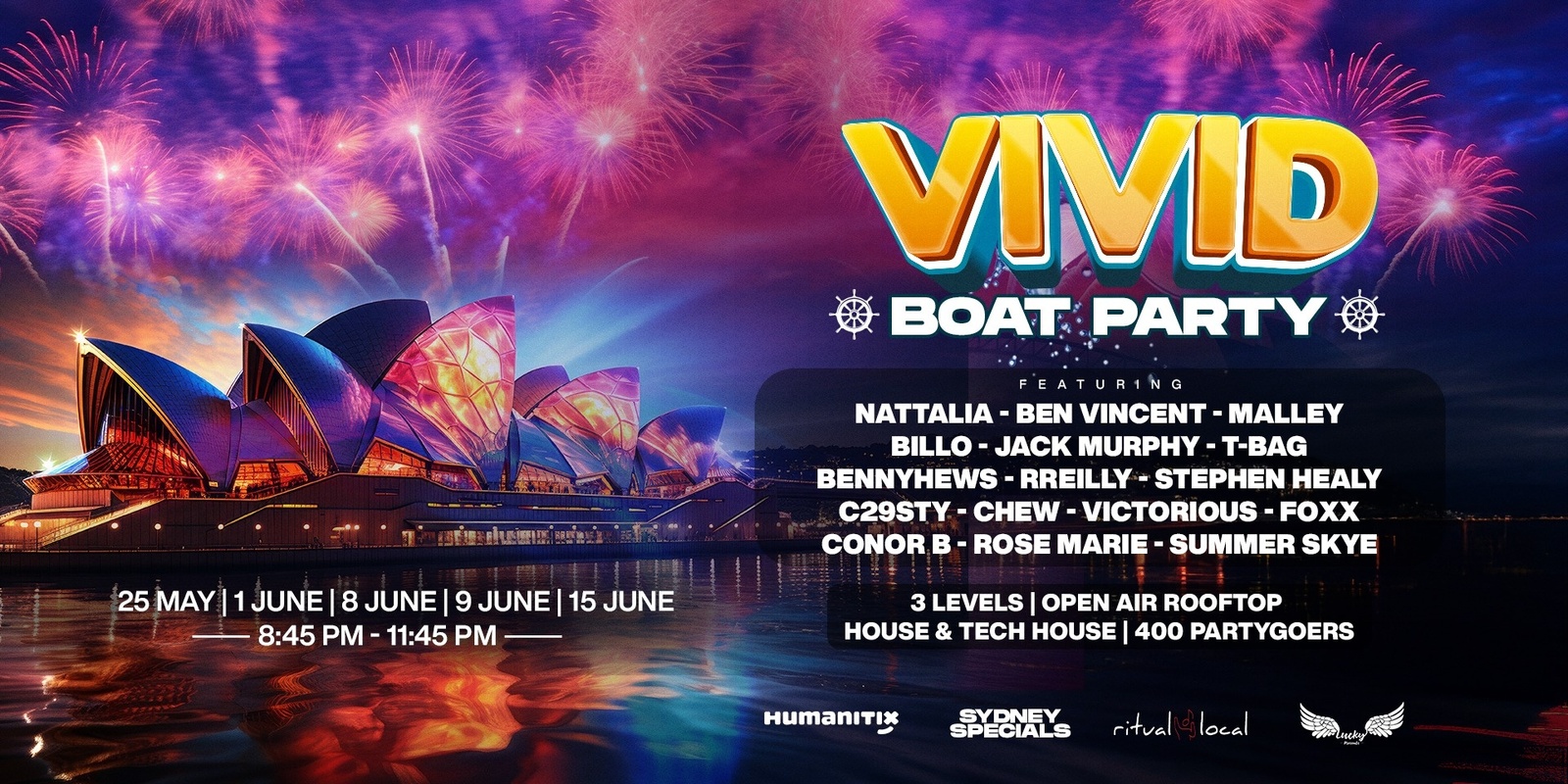 Banner image for Boat Party | VIVID Lights Festival | Open Air Rooftop