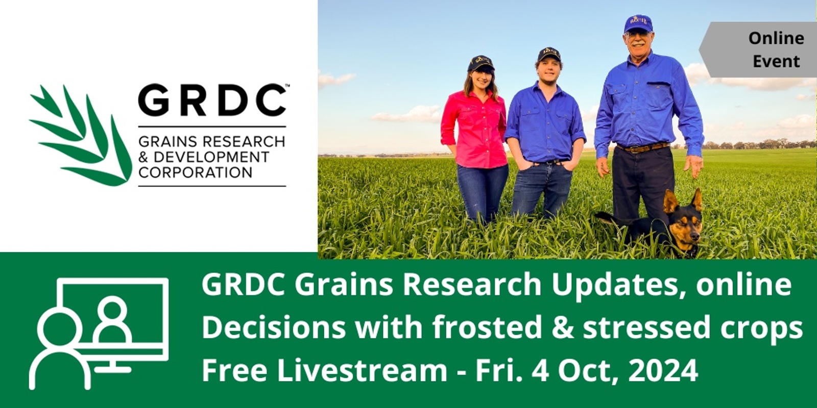 Banner image for GRDC Grains Research Update, online - Decisions with frosted & stressed crops