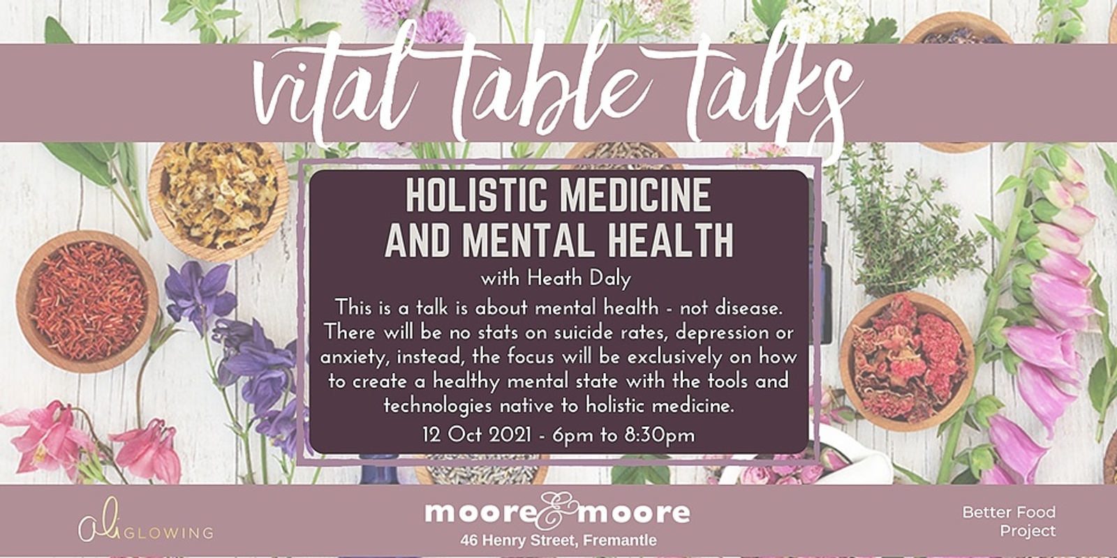 Banner image for Holistic Medicine & Mental Health with Heath Daily at the Vital Table Talks