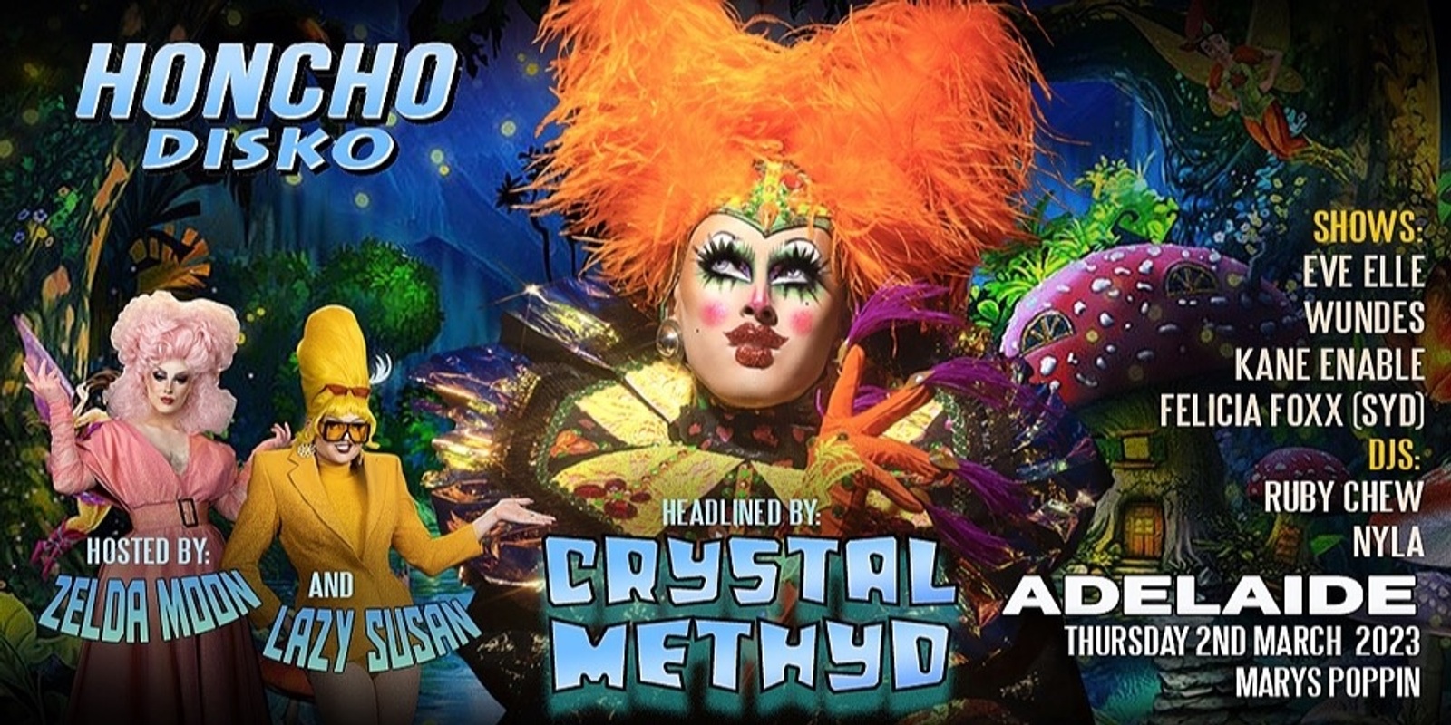 Banner image for HONCHO DISKO x Crystal Methyd WORLD PRIDE Australian Tour 2023 - Adelaide Thursday 9th March 