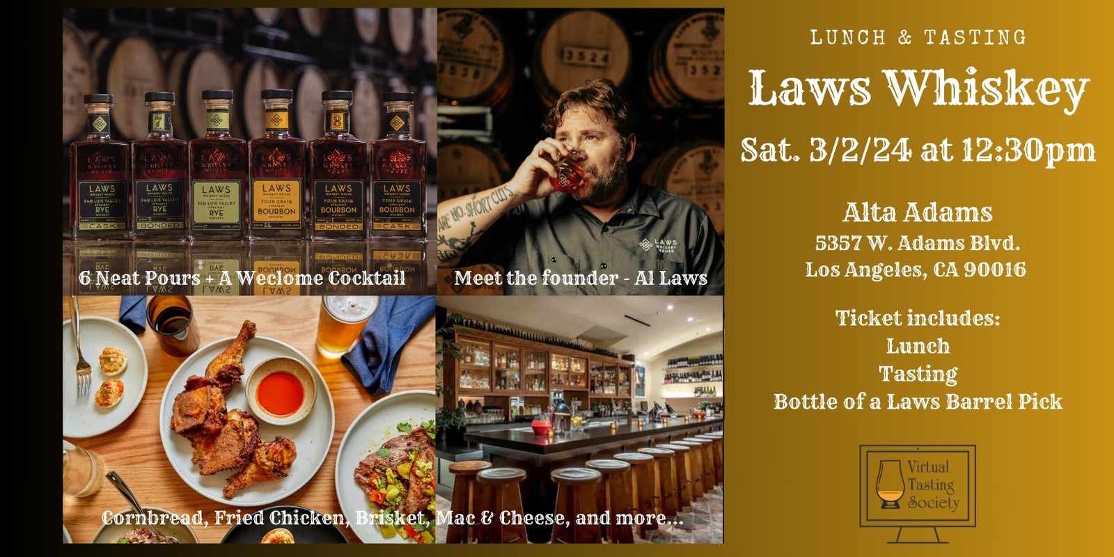 Banner image for Laws Whiskey Tasting and Lunch with Al Laws (In Person)