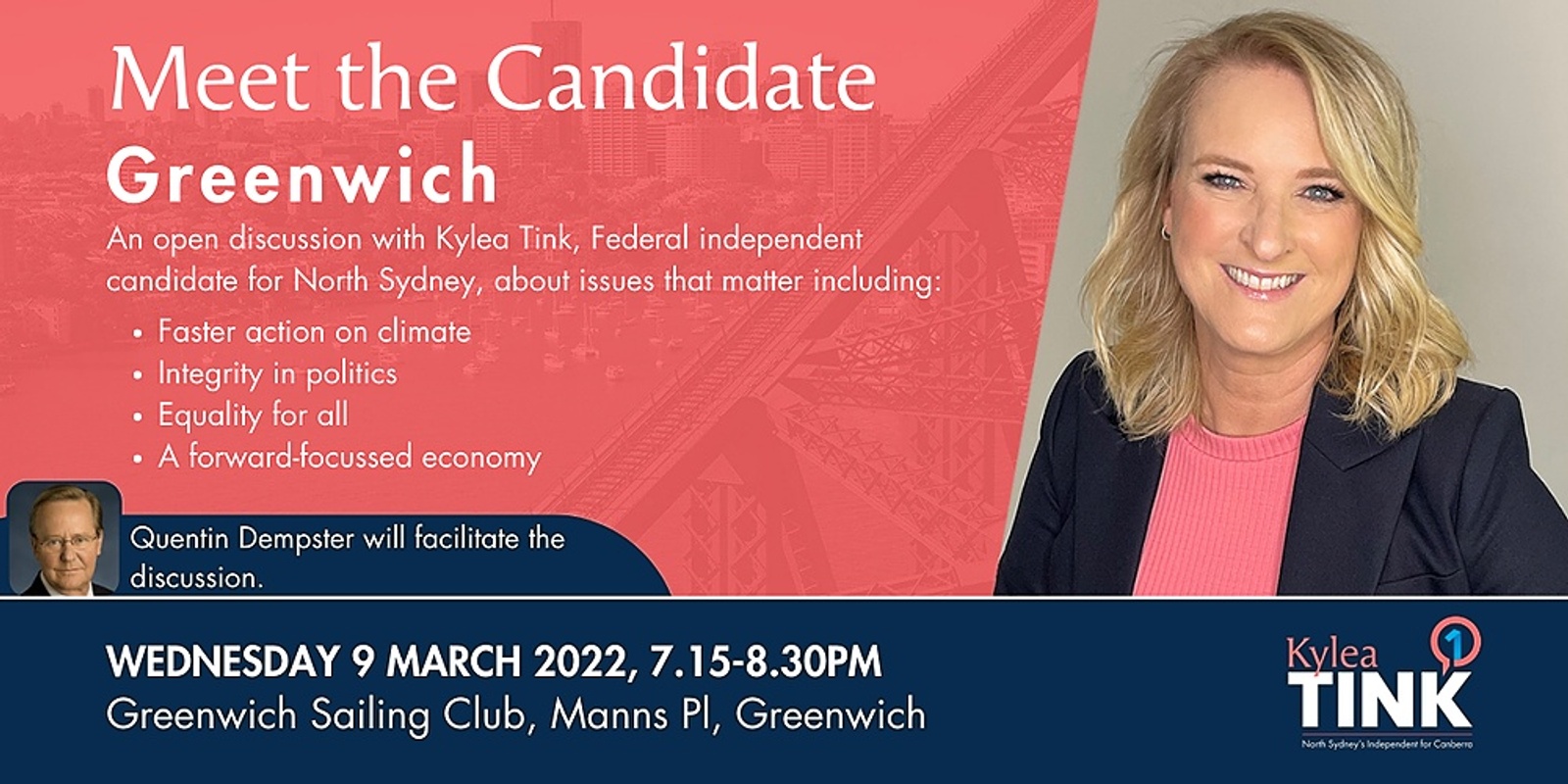 Banner image for Meet the Candidate - Greenwich: Kylea TINK, Federal Independent Candidate for North Sydney