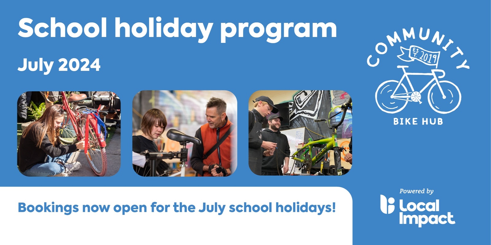 Banner image for July school holiday workshop at Community Bike Hub