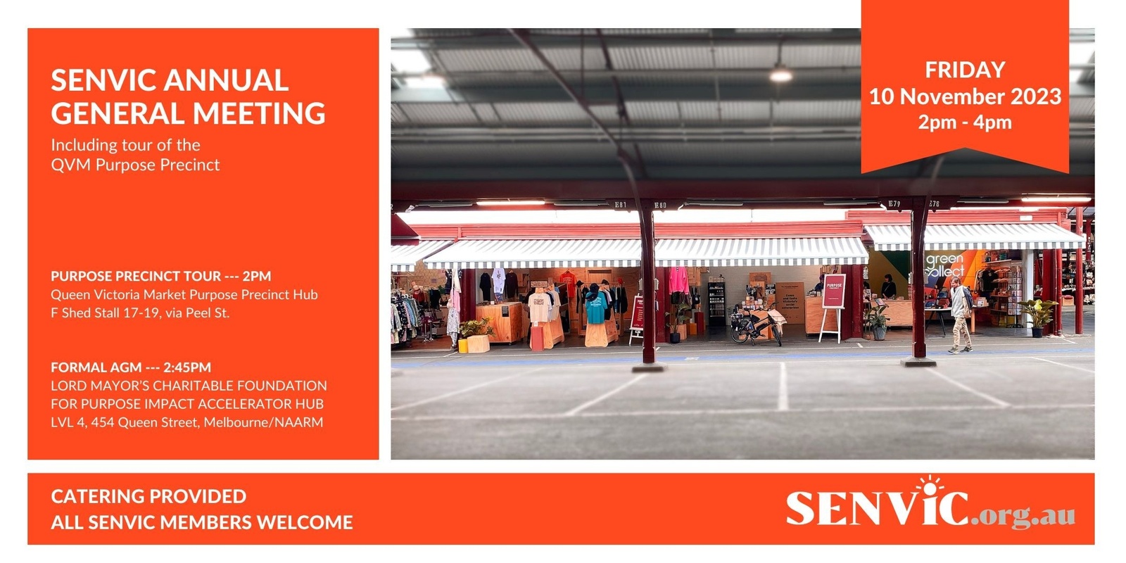 Banner image for SENVIC AGM and QVM Purpose Precinct Tour. In-person and online.
