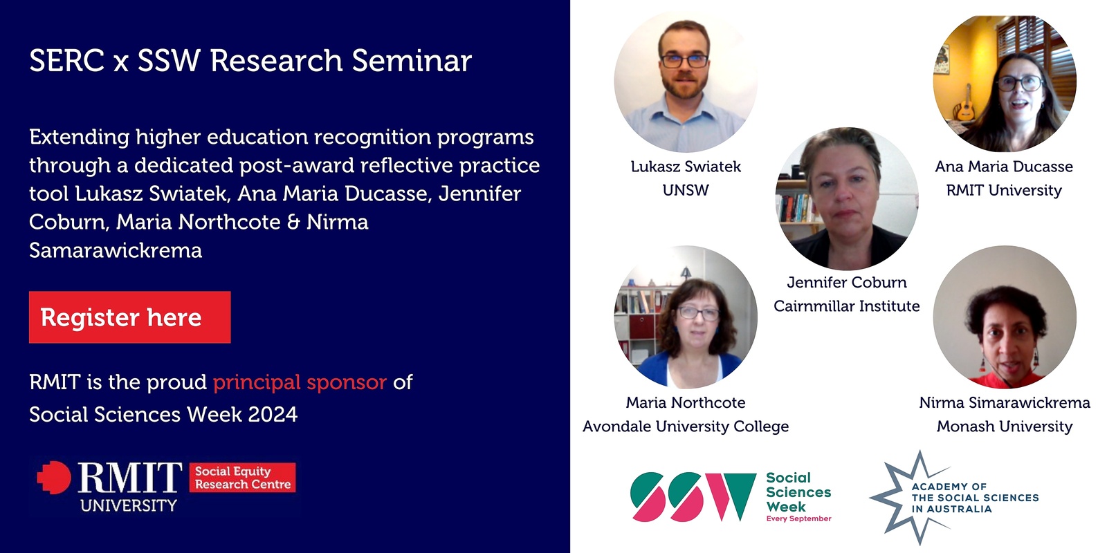 Banner image for SERC x SSW Research Seminar: Extending higher education recognition programs through a dedicated post-award reflective practice tool