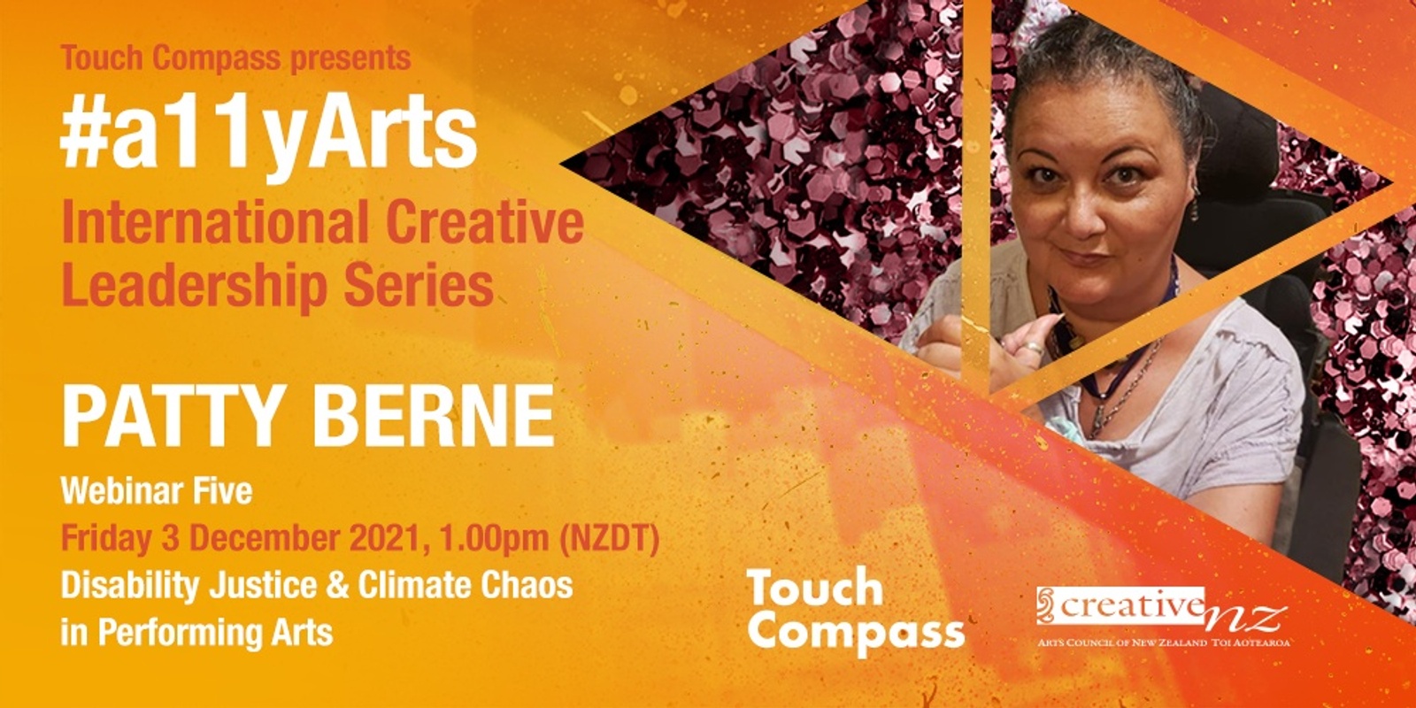 Banner image for #a11yArts: International Creative Leadership Series with Patty Berne - Disability Justice & Climate Chaos in Performing Arts
