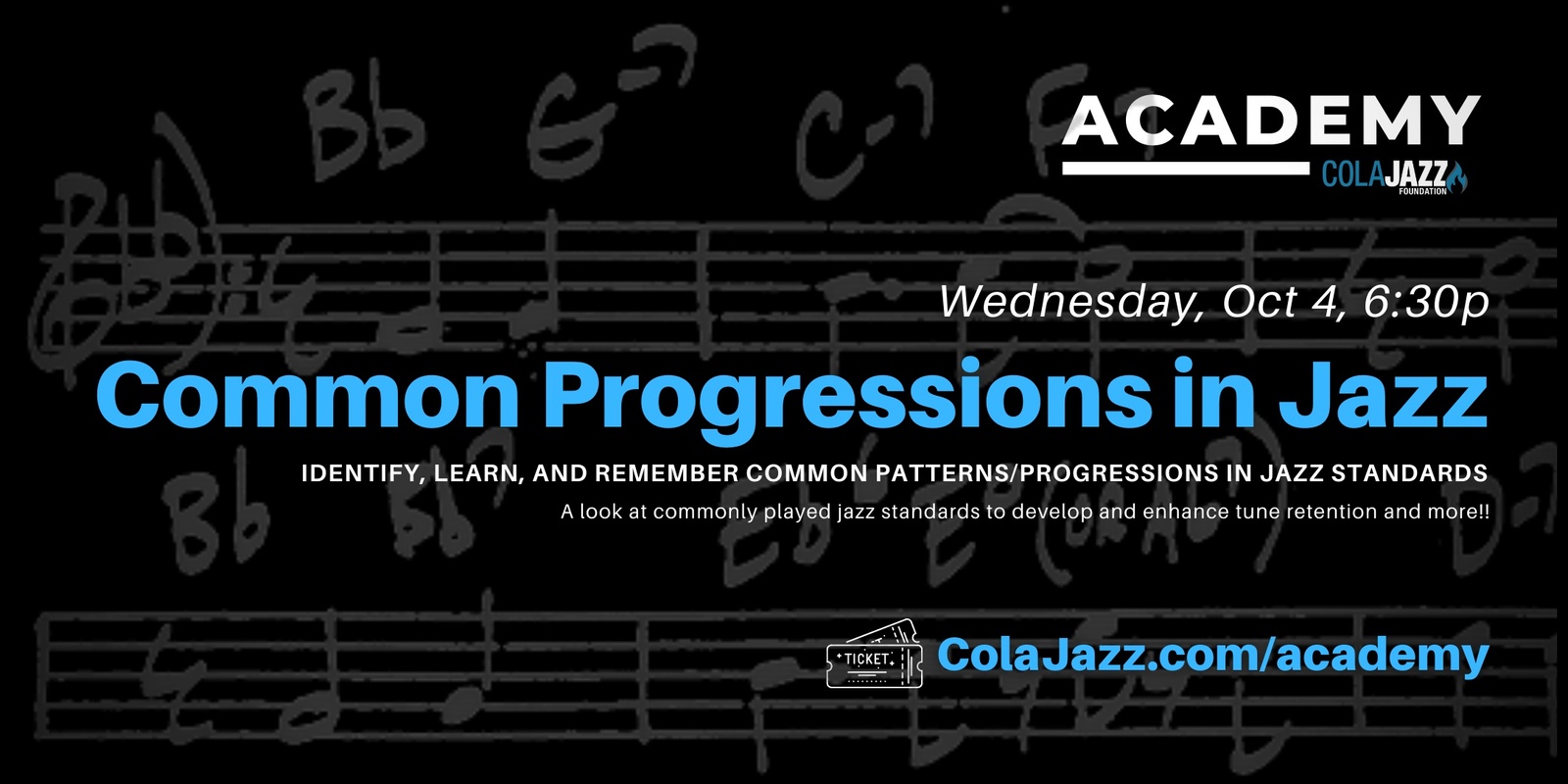 Banner image for ColaJazz Academy: Common Progressions in Jazz with Sam Edwards