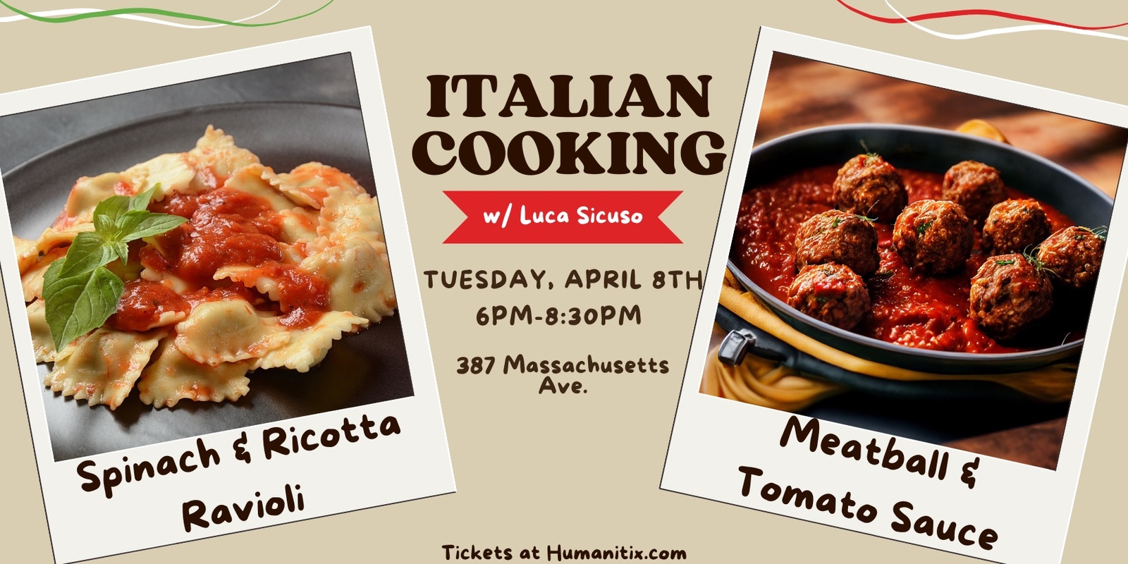 Banner image for Italian Cooking Class: Spinach & Ricotta Ravioli 