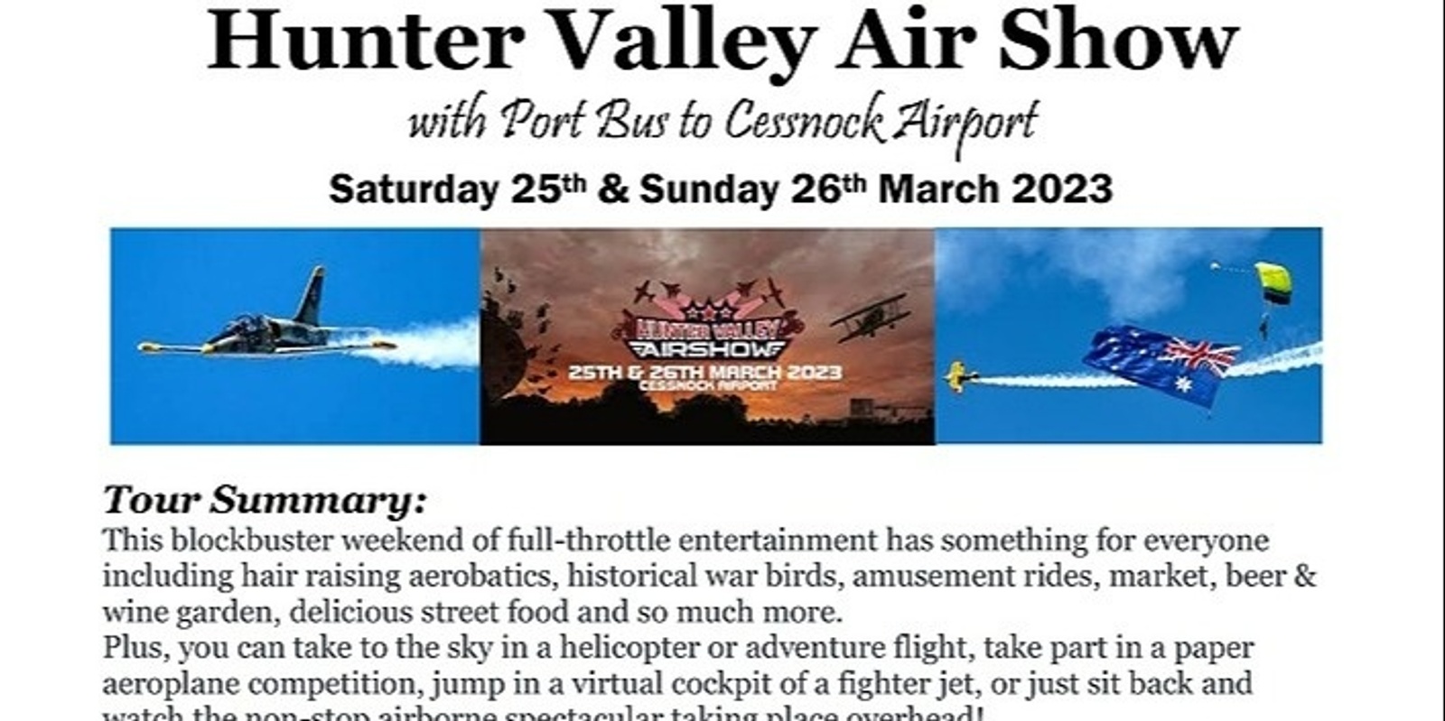 Hunter Valley Airshow Humanitix