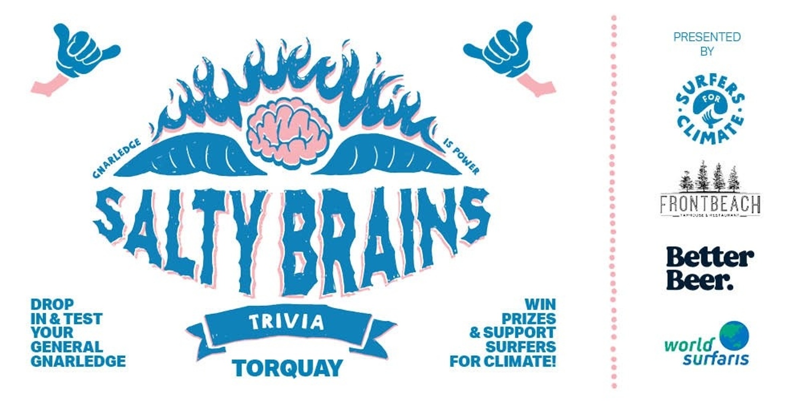 Banner image for Salty Brains Trivia at Front Beach Tap House Torquay - August to November